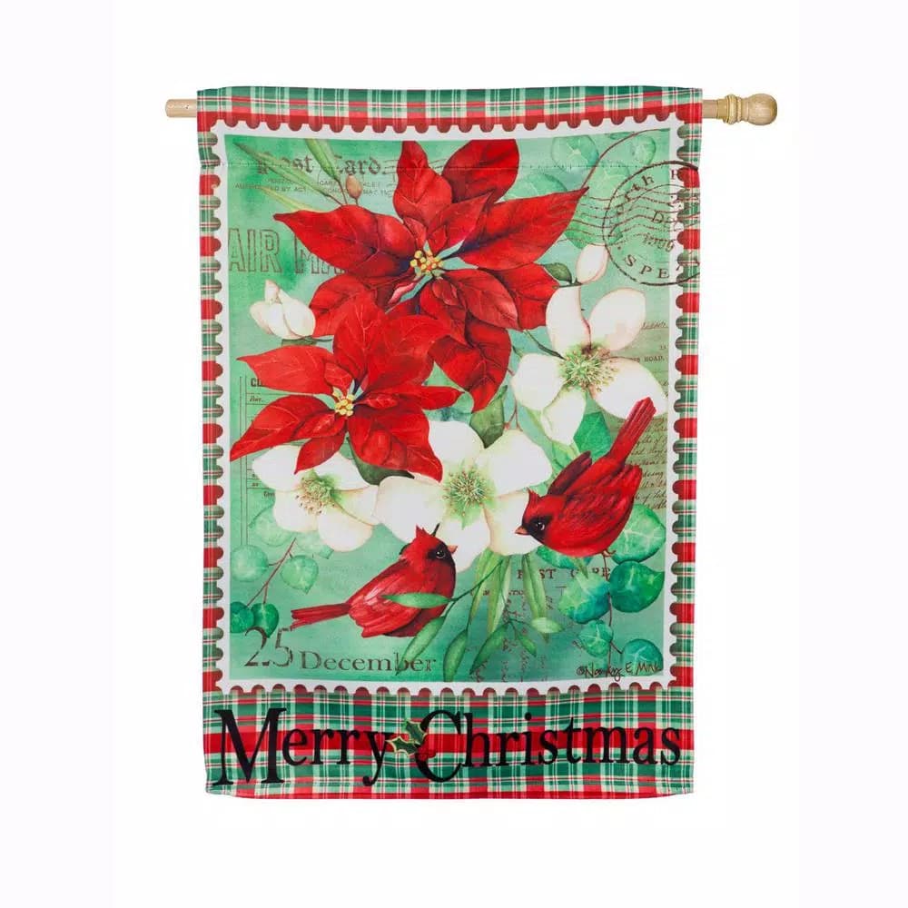 Evergreen 28 in. x 44 in. Christmas Floral House Suede Flag, Double-Sided Indoor/Outdoor Decor
