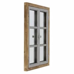 Aspire Home Accents Pueblo Distressed Wood Windowpane Accent Mirror - Medium Brown & Blue-Gray thumbnail 4