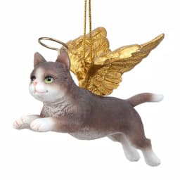 Design Toscano Honor the Feline Grey Tabby Angel Cat Christmas Ornament thumbnail 1