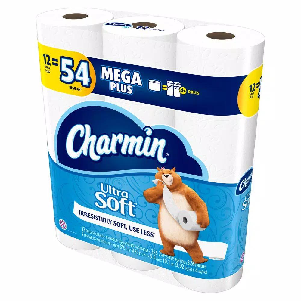 Charmin Ultra Strong Toilet Paper, Mega Plus Rolls, 12 Count