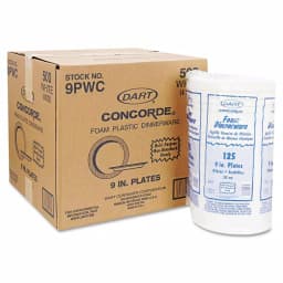 DART Concorde 9 in. White Foam Plates, Non-Laminated, 500 Count Case thumbnail 3