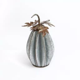 Gerson 16.5 in. Sculpted Rustic Metal Pumpkin with Leaves, Set of 2 thumbnail 1