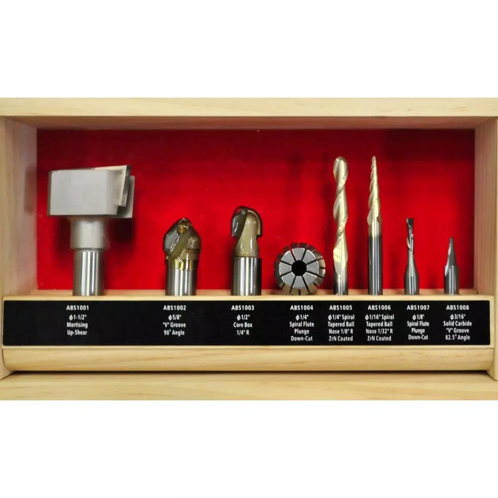 Powermatic PM-RBS 8-Piece CNC Carbide Router Bit Set for 2D and 3D Carving