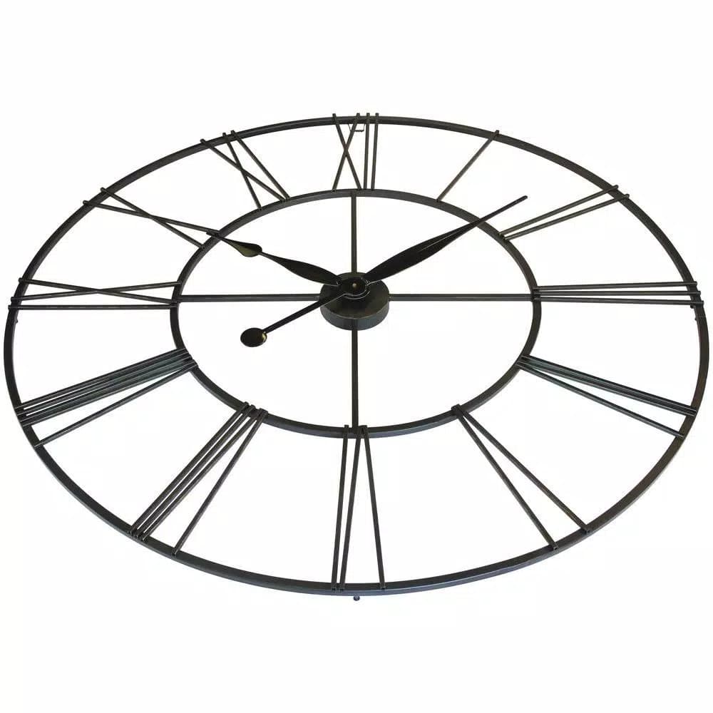 Infinity Instruments Skyscraper XXL 45 in. Oversized Round Wall Clock - Black Metal