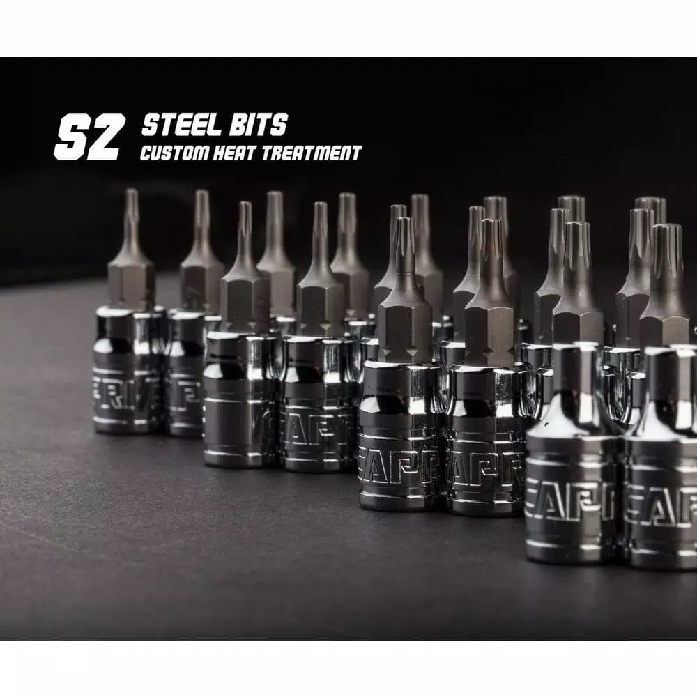 Capri Tools 15-Piece Star Bit Socket Set, S2 Steel Bits & Chrome Vanadium Sockets