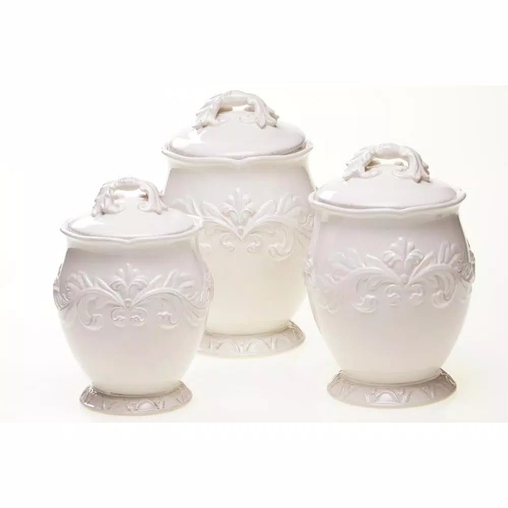 Certified International Firenze Hand Painted Glazed Earthenware 3-Piece Canister Set