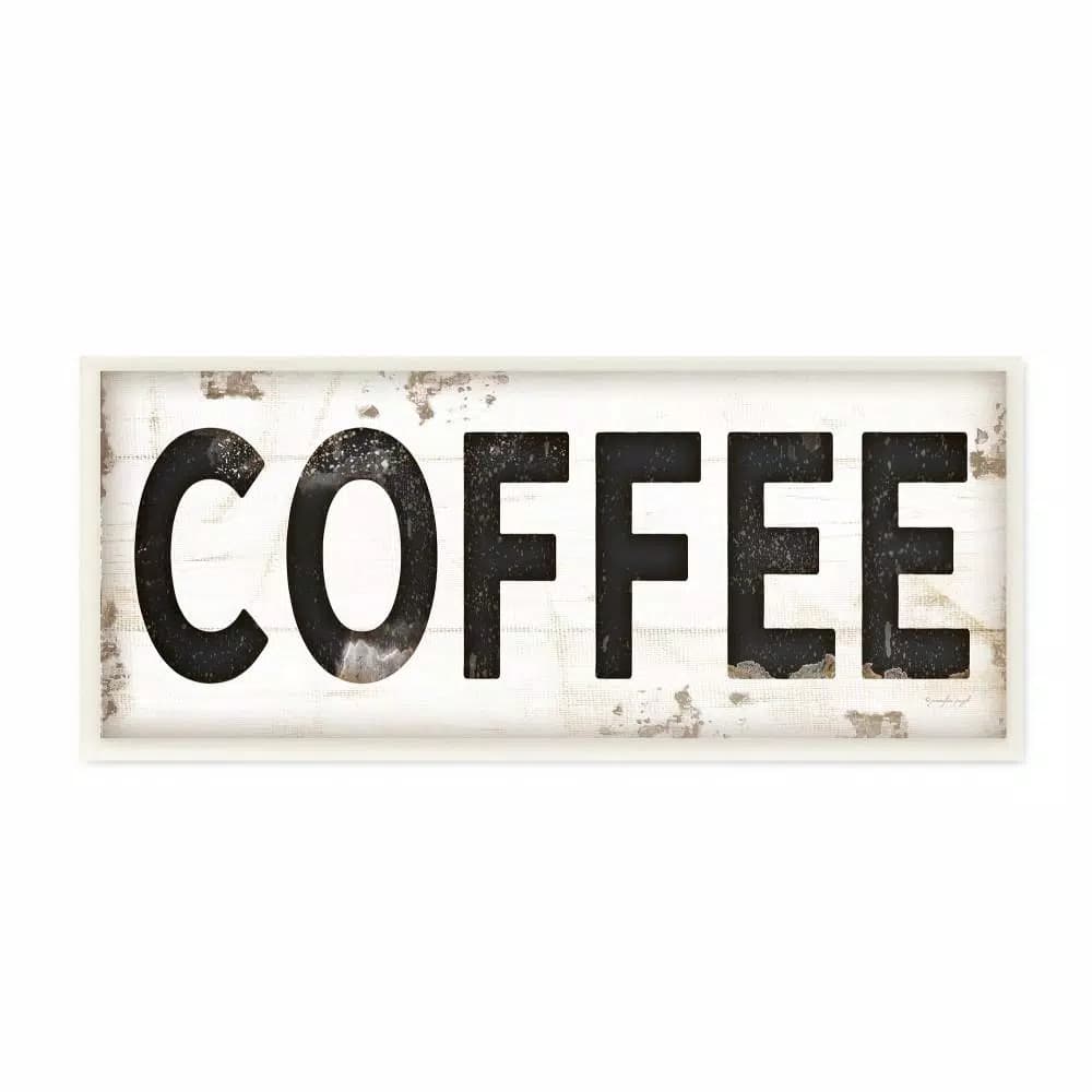 Stupell Industries COFFEE Typography Vintage Wood Wall Art Sign, 7 in. x 17 in.