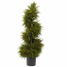 Nearly Natural 43 in. Cedar Spiral Topiary with Lights, Green Artificial Plant in Black Pot thumbnail 3