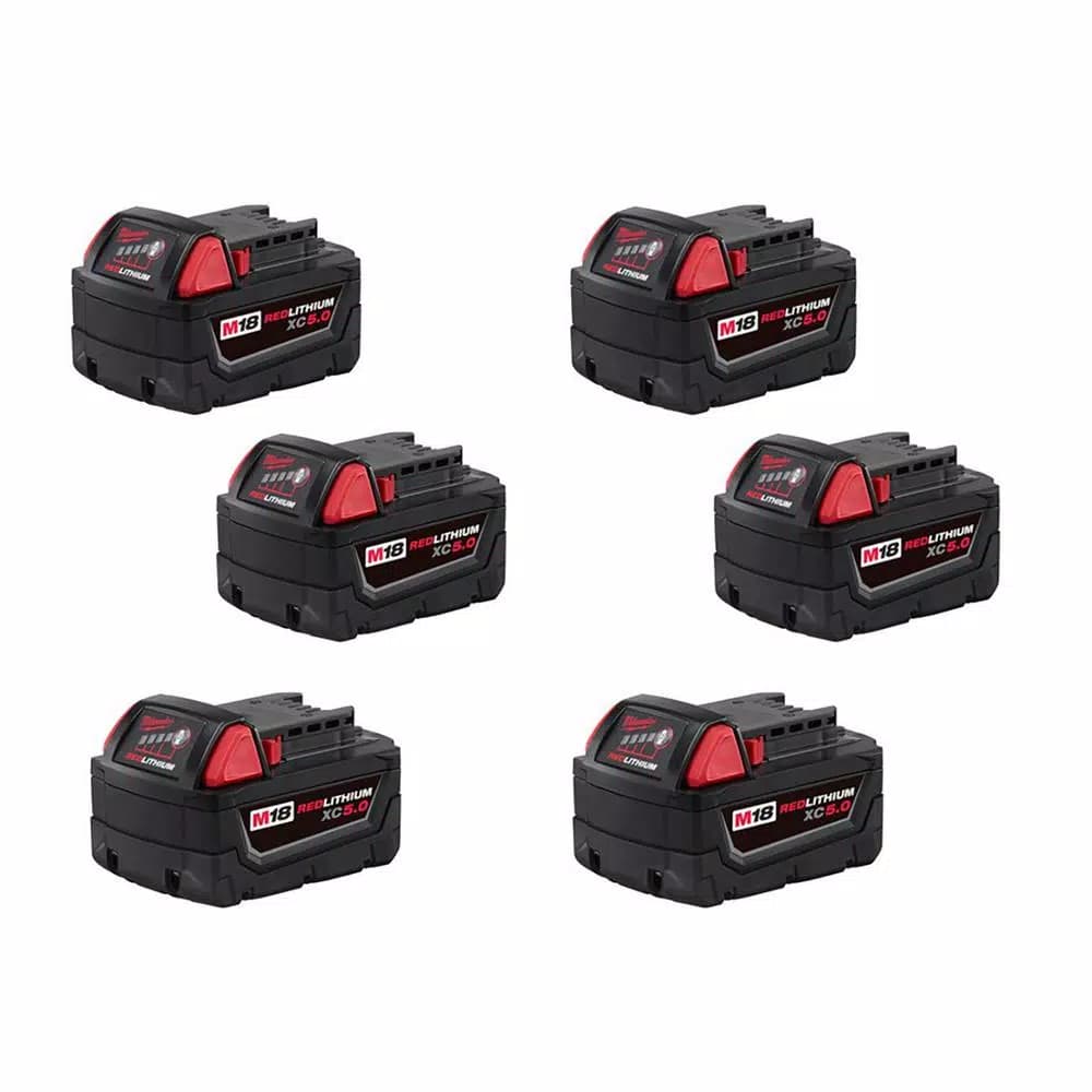 Milwaukee M18 18V Lithium-Ion XC Extended Capacity 5.0 Ah Battery Pack (6-Pack)