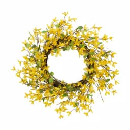 Gerson 24 in. Yellow Forsythia Wreath with Natural Twig Base and Silk Flowers thumbnail 1