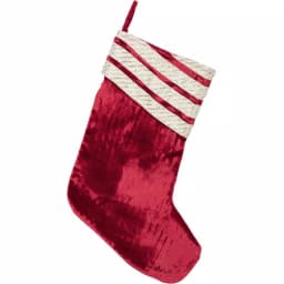 VHC Brands 15 in. Red Memories Glam Christmas Stocking with Gold Ribbon Embellishments thumbnail 1