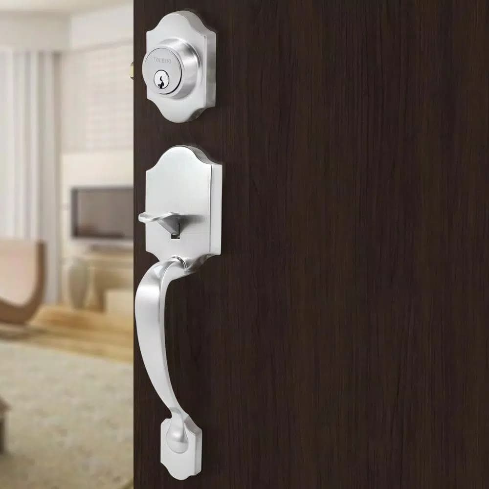 Toledo Fine Locks Single Cylinder Satin Nickel Keyed Entry Handleset