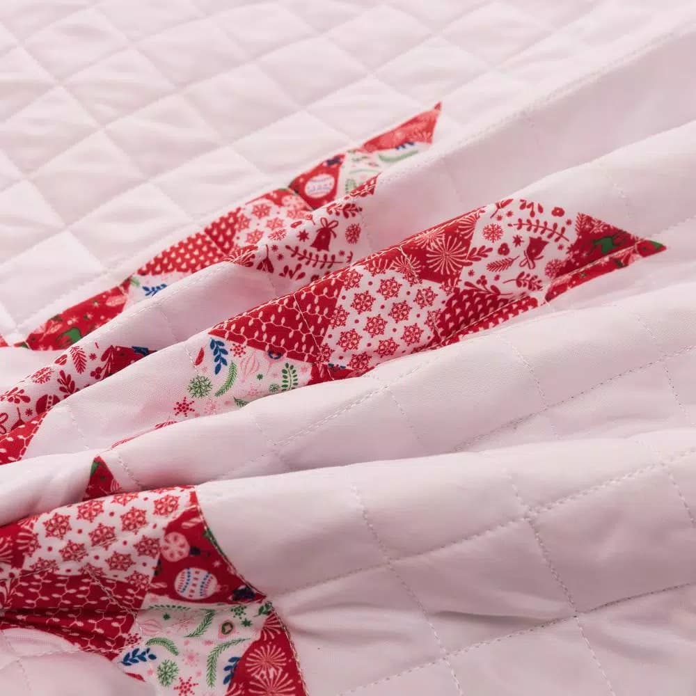 Country Living Angelina 48 in. Reversible Quilted Tree Skirt, Red and White Patchwork Star
