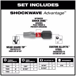 Milwaukee SHOCKWAVE Impact Duty Security Bit Set, 9-Piece Hex Shank thumbnail 2