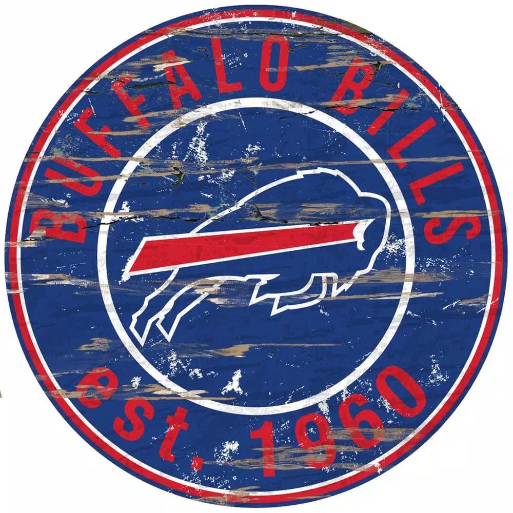 Adventure Furniture Fan Creations 24" NFL Buffalo Bills Round Distressed Wood Sign