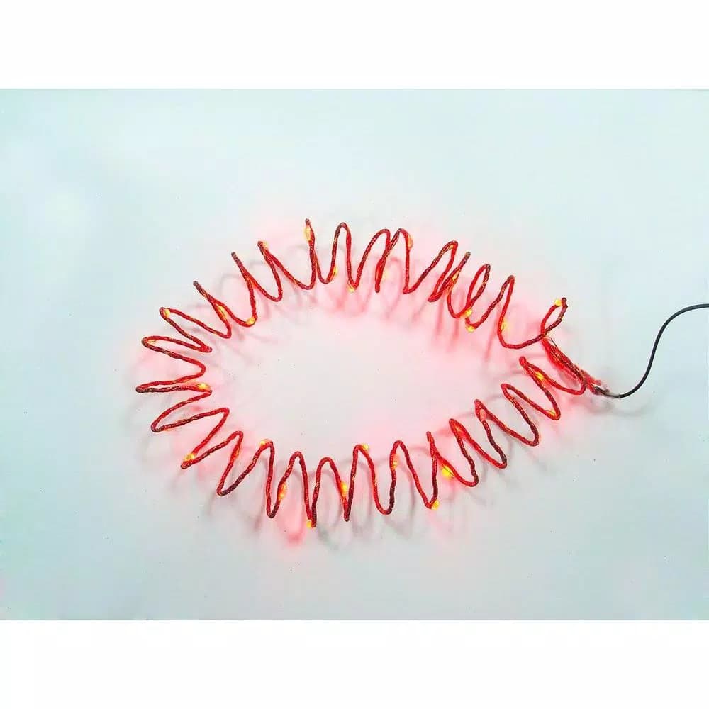 Starlite Creations 12 ft. Pre-Lit Red LED Single Braided Garland, Battery Operated (Bundle of 2)