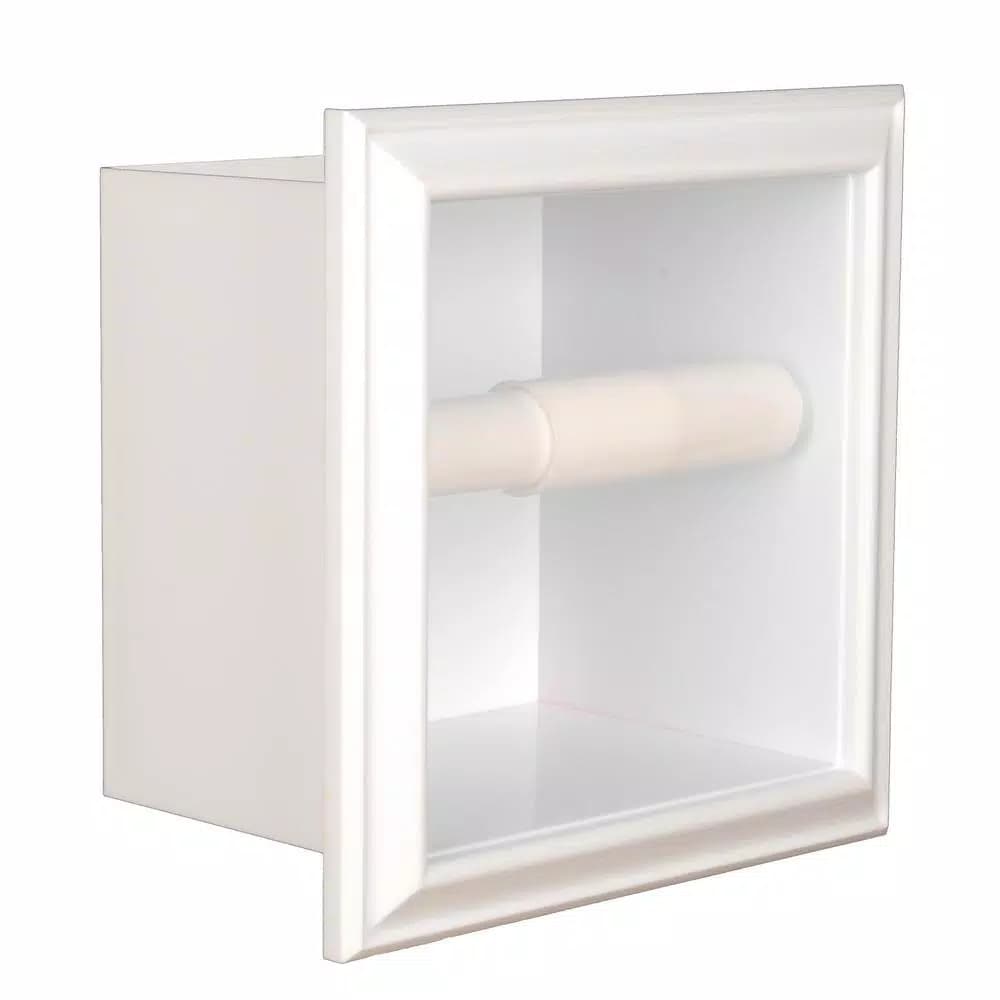 Unbranded Bradford Recessed Toilet Paper Holder, White Plastic, Space-Saving Design