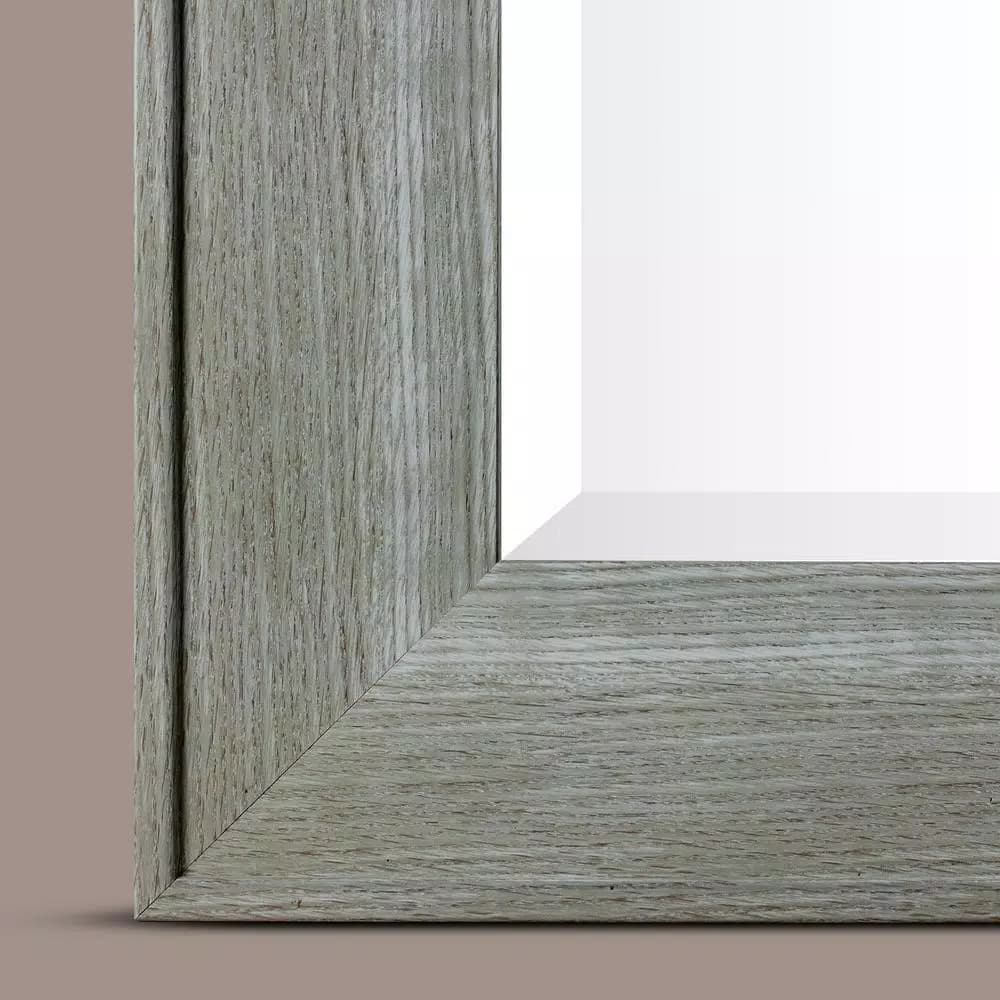 Crystal Art Gallery Large Rectangle White Modern Mirror with Wood Grain Finish (46.5 in. H x 25 in. W)