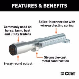 CURT 6-Way Round Trailer Connector Plug with Spring (Trailer Side) thumbnail 2