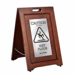 Alpine Industries 24 in. 2-Sided Bilingual Wet Floor Sign, Stainless Steel Plated Wood thumbnail 7