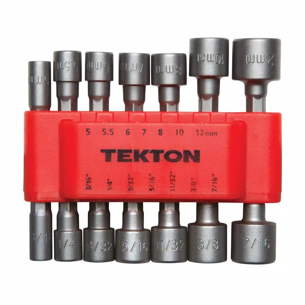 TEKTON 14-Piece Quick-Change Power Nut Driver Bit Set, 3/16-7/16 in. and 5-12 mm