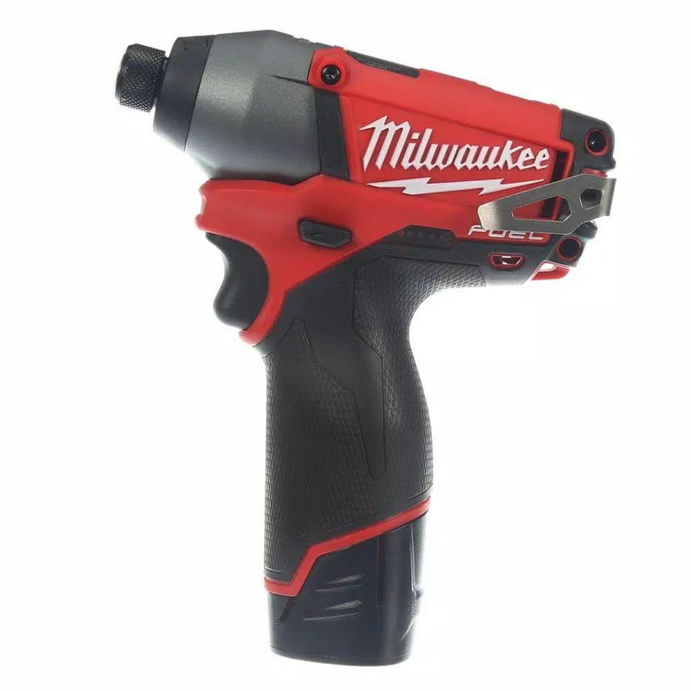 Milwaukee M12 FUEL 1/4 in. Hex Brushless Cordless Impact Driver Kit with (2) 2.0 Ah Batteries, Charger & Case