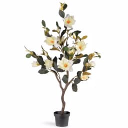 National Tree Company 48 in. Artificial White Magnolia Flower Tree in Matte Black Pot thumbnail 1