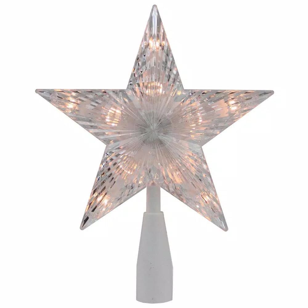 Northlight 7 in. Traditional 5-Point Star Christmas Tree Topper with Clear Mini Lights