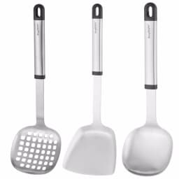 BergHOFF Essentials 3-Piece Stainless Steel Asian Prep Utensil Set - Skimmer, Chinese Turner, and Rice Spoon thumbnail 1