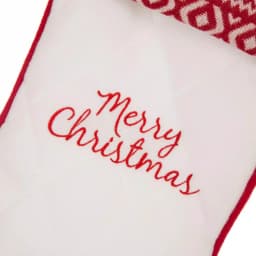 Glitzhome 21 in. White Fleece Polyester Christmas Stocking Decor (2-Pack) thumbnail 5