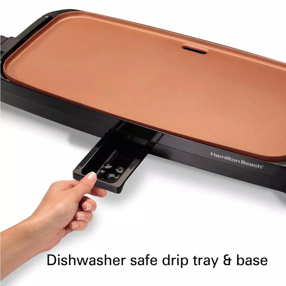 Hamilton Beach Reversible 200 sq. in. Durathon Ceramic Nonstick Electric Griddle, Black