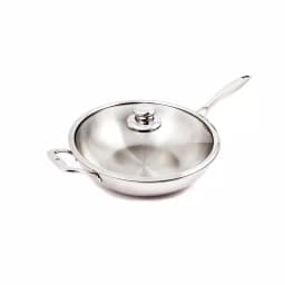 Swiss Diamond Premium Clad 7.9 Qt. Stainless Steel Wok with Tempered Glass Lid thumbnail 1