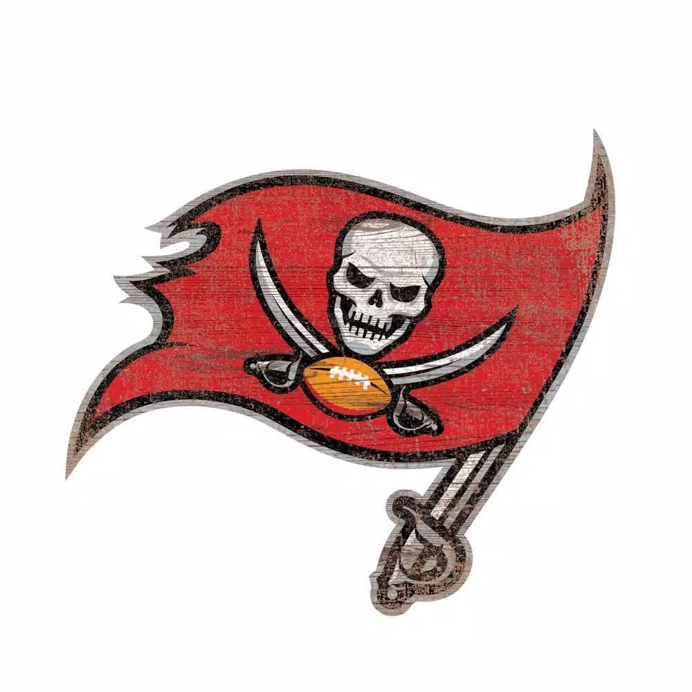 Adventure Furniture Fan Creations NFL Tampa Bay Buccaneers Distressed Logo Wood Cutout Wall Sign