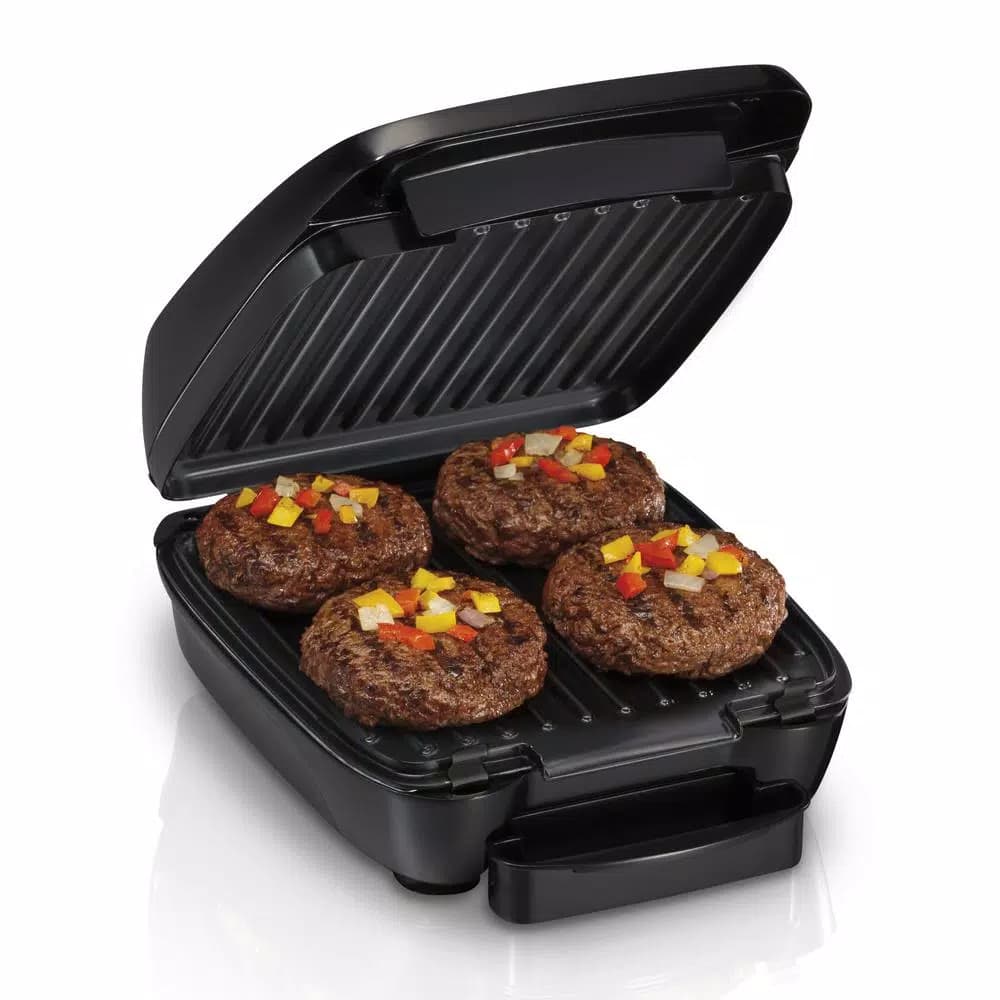 Hamilton Beach Indoor Contact Grill with 60 sq. in. Nonstick Removable Cooking Plates, Black