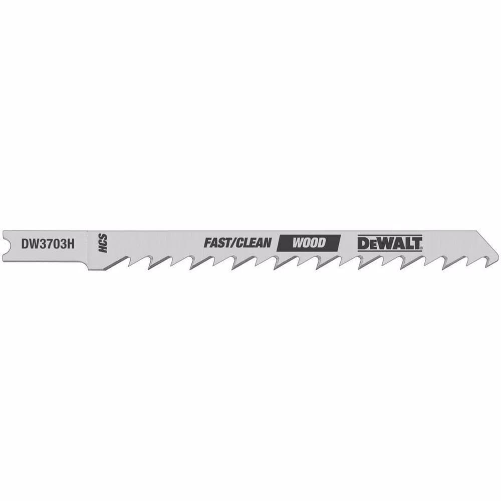 DEWALT 4 in. 6 TPI Fast Clean Wood Cutting Jig Saw Blades, HCS U-Shank (5-Pack)