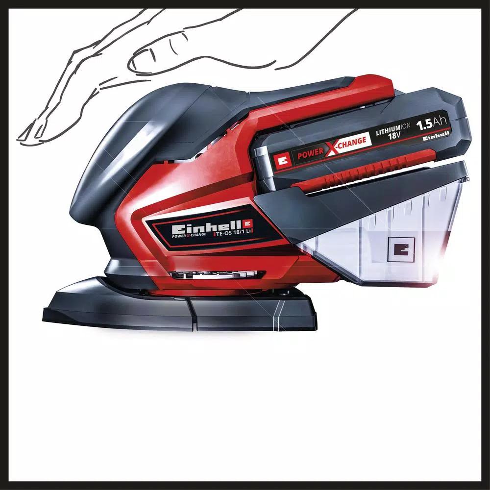 Einhell PXC 18V Cordless Compact Detail Palm Sheet Sander, 24,000 OPM with Dust Collection Box (Tool Only)