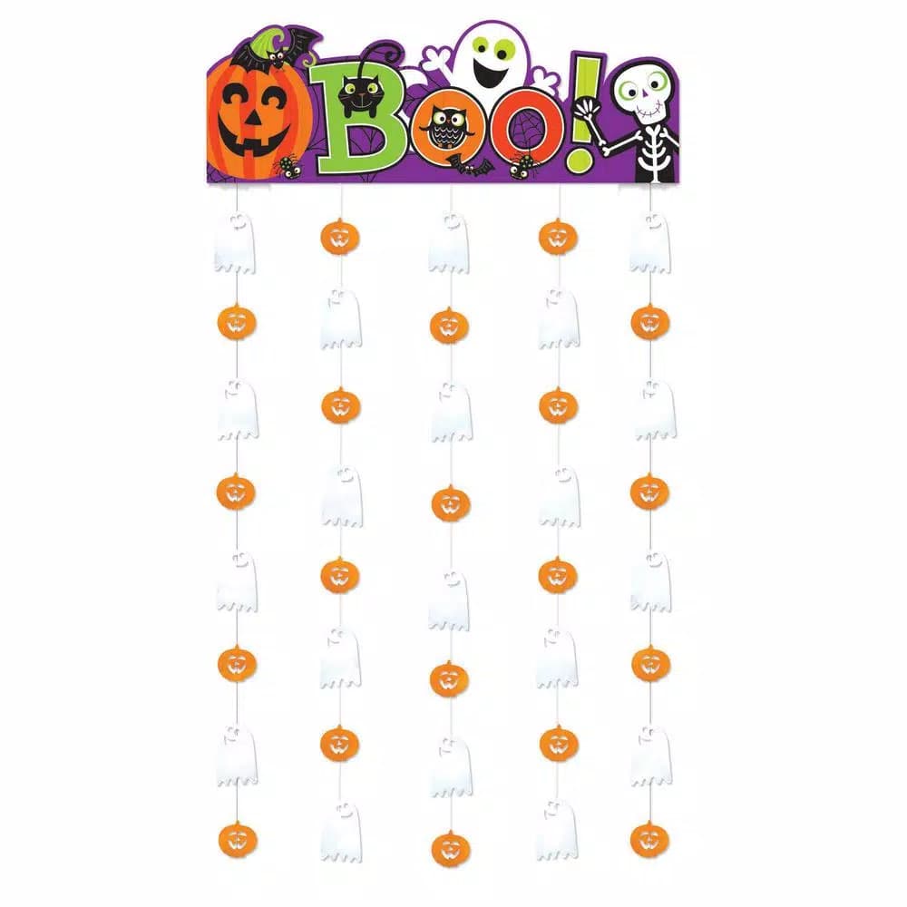 Amscan Halloween Family Friendly Doorway Curtain with Boo Banner and Foil Cutouts (2-Pack)