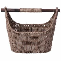 Unbranded Seagrass Magazine and Toilet Paper Holder Basket with Wooden Rod - Natural thumbnail 1
