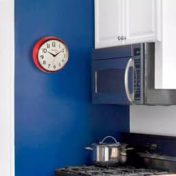 Westclox 9.5 in. Red Retro Wall Clock with Chrome Bezel and Quartz Movement thumbnail 2