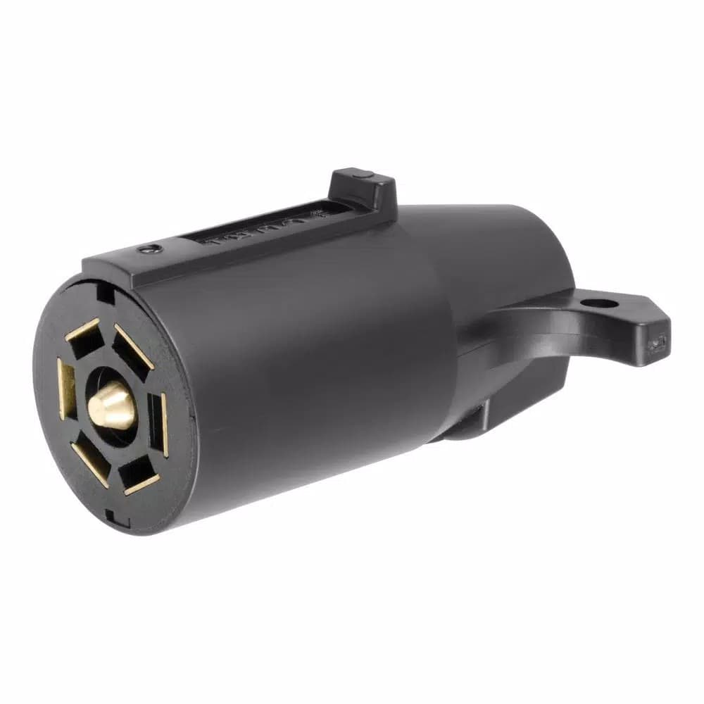 CURT 7-Way RV Blade Connector Plug, Trailer Side, Black Plastic