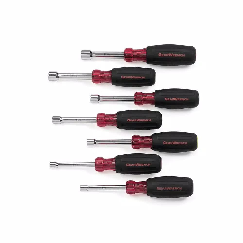 GearWrench 7-Piece Metric Nut Driver Set, 3 in. Hollow Shaft