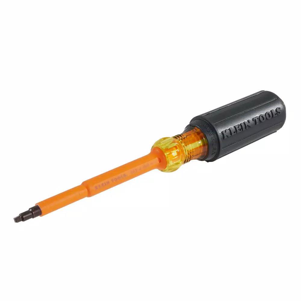 Klein Tools #2 Square Recess Insulated Screwdriver with 4 in. Round Shank and Cushion Grip