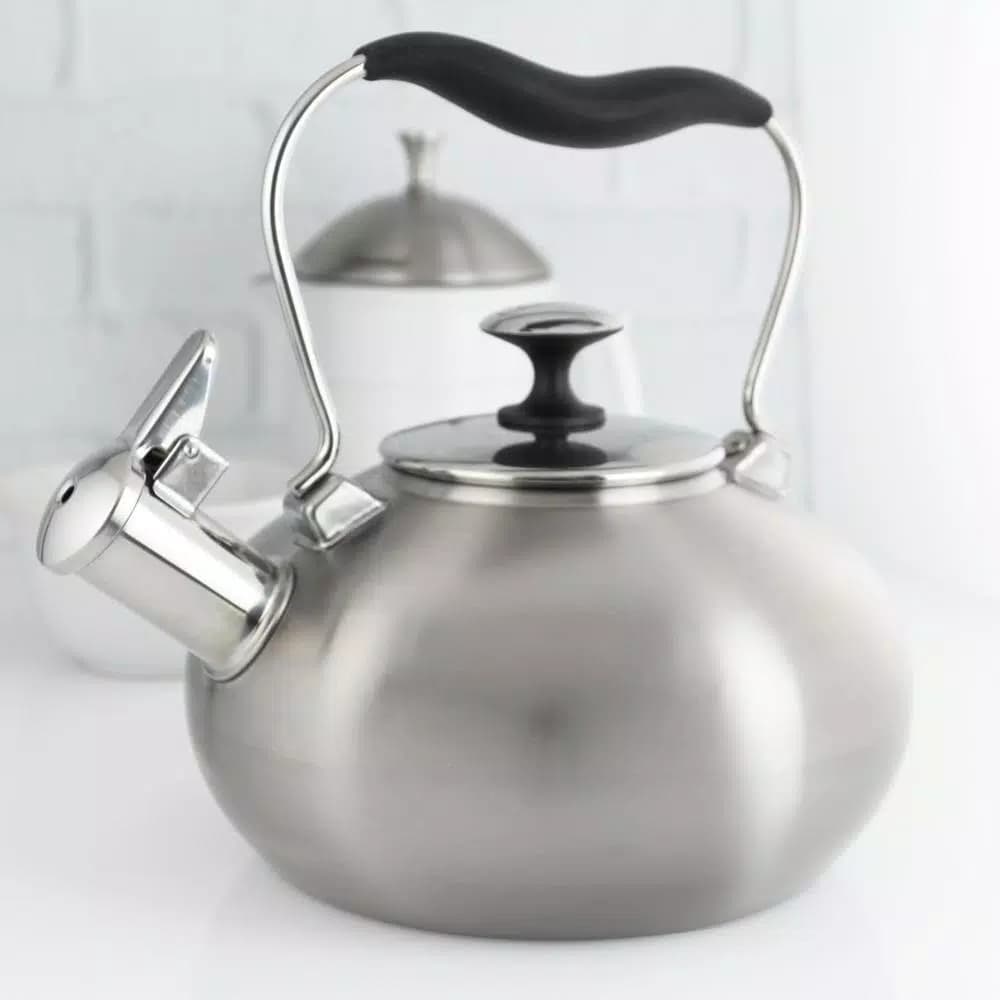 Chantal Tulip 7.2-Cup Stainless Steel Tea Kettle, Brushed Finish, Induction Compatible