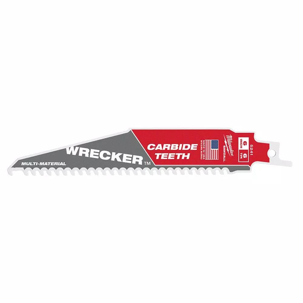 Milwaukee WRECKER 6 in. 6 TPI Carbide Teeth Multi-Material Reciprocating Saw Blade