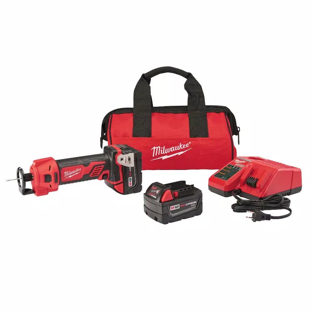 Milwaukee M18 18V Lithium-Ion Cordless Rotary Cut Out Tool Kit with Two 3.0 Ah Batteries, Charger and Bag