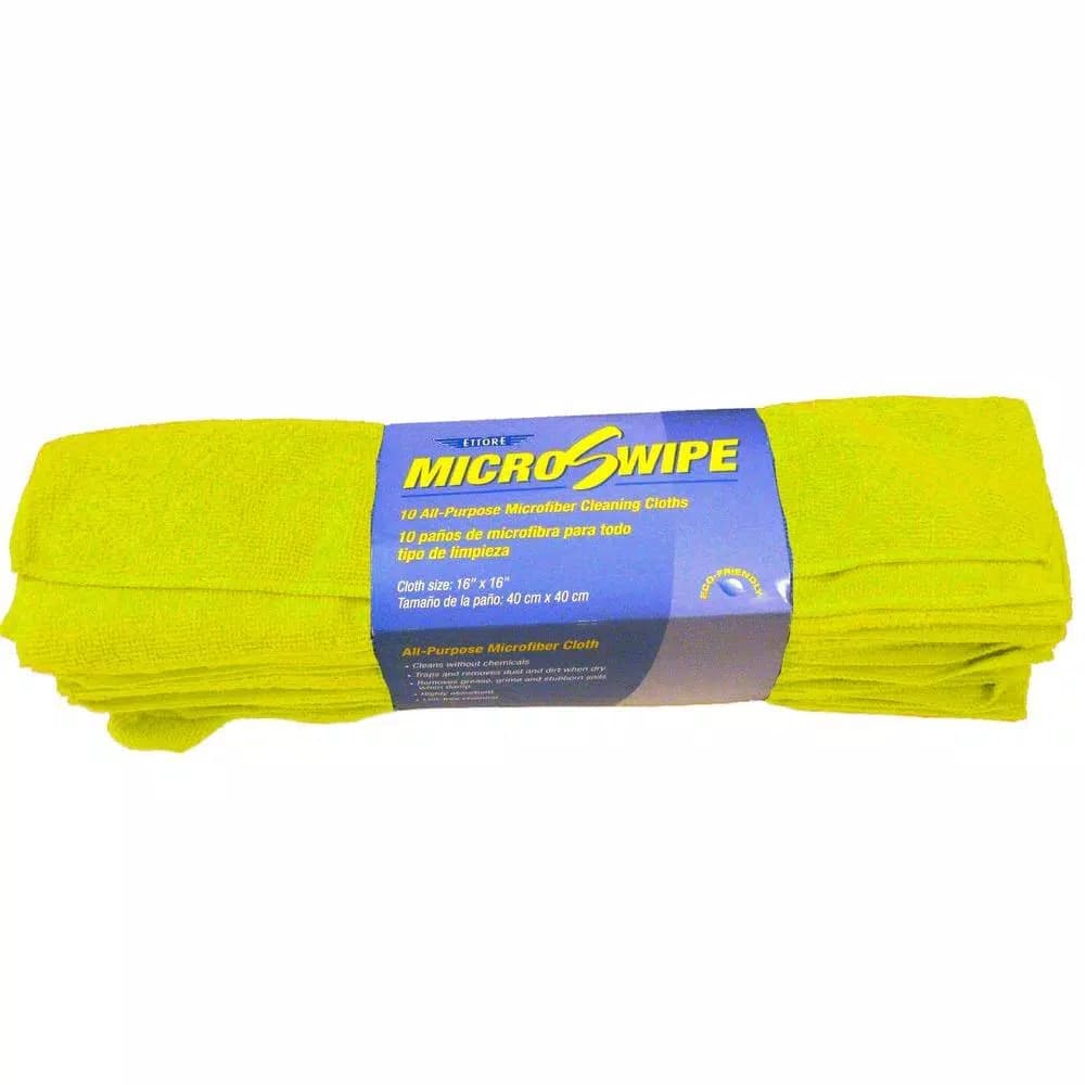 Ettore MicroSwipe Microfiber Cleaning Cloths, 16 x 16 in., Yellow (10-Pack)