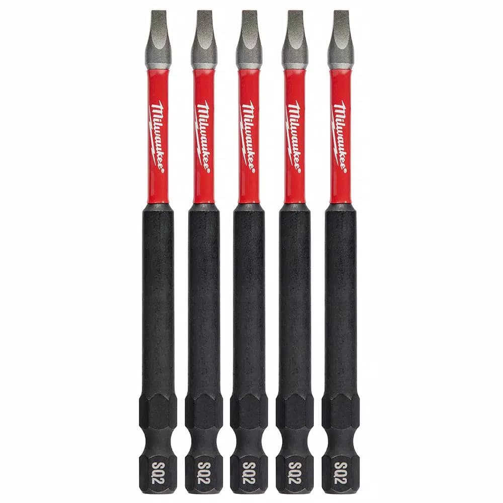 Milwaukee SHOCKWAVE #2 Square Drive 3.5 in. Impact Duty Steel Screwdriver Bits (5-Pack)