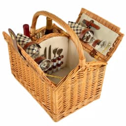 Unbranded Vineyard Willow Picnic Basket Set for 2 with London Plaid Lining and Premium Service thumbnail 3