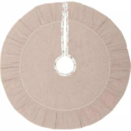 VHC Brands 21 in. Carol Khaki Tan & Winter Floral Ruffled Farmhouse Christmas Tree Skirt thumbnail 2