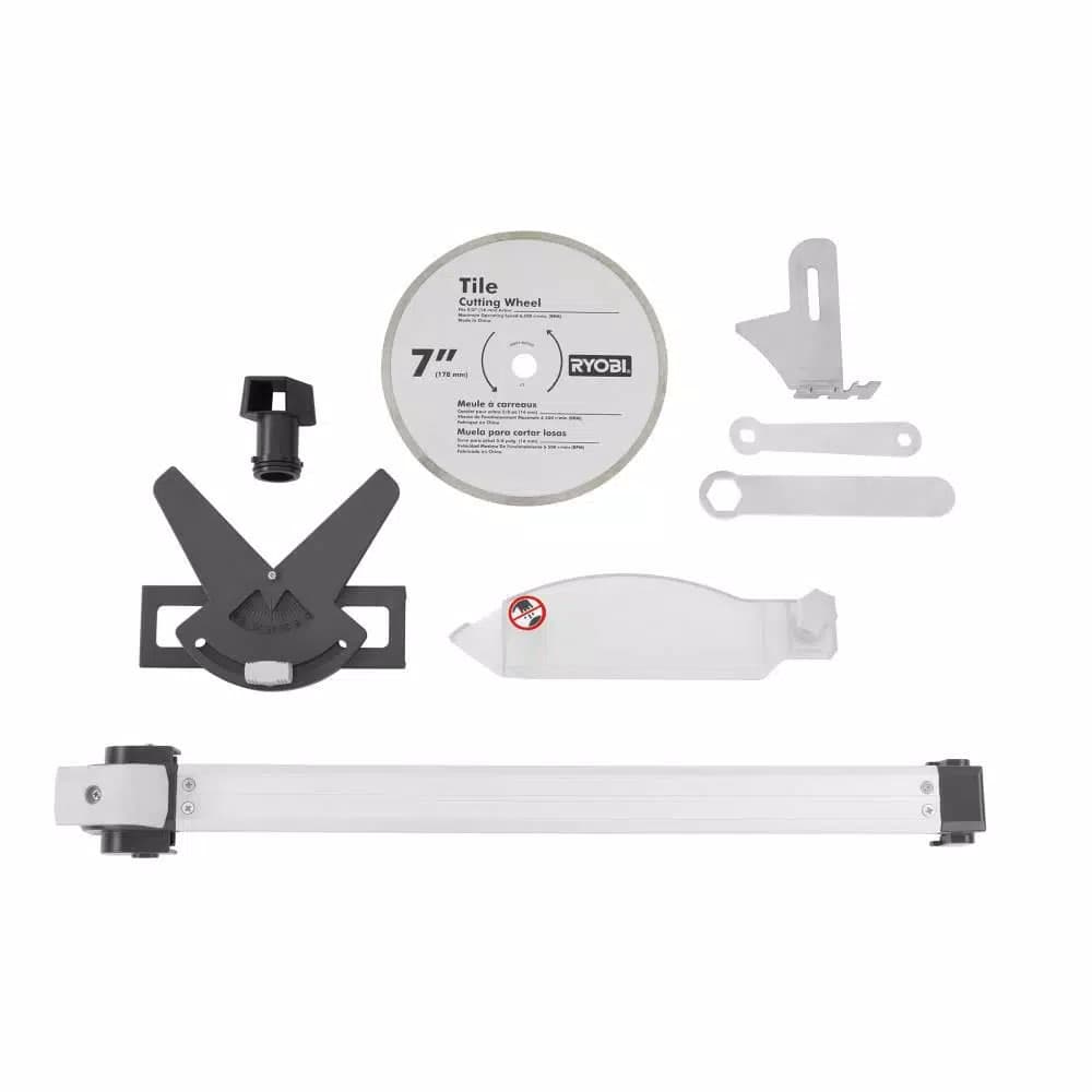 RYOBI 7 in. 4.8 Amp Wet Tile Saw with Stand, Cuts Ceramic, Porcelain, and Stone